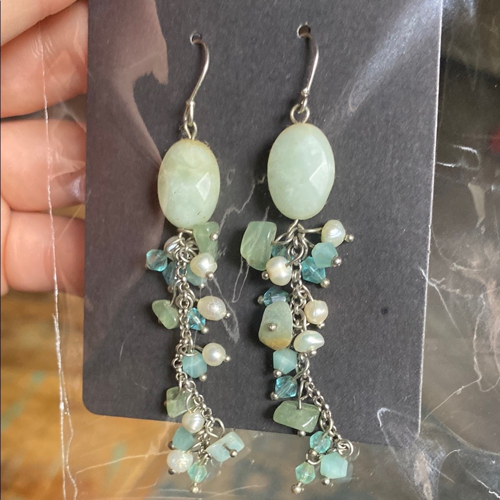 Elegant Sea-glass & Pearl Dangle Earrings